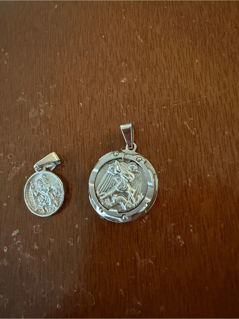 Saint Michael Round Medallion Pendants - 2 Pieces
